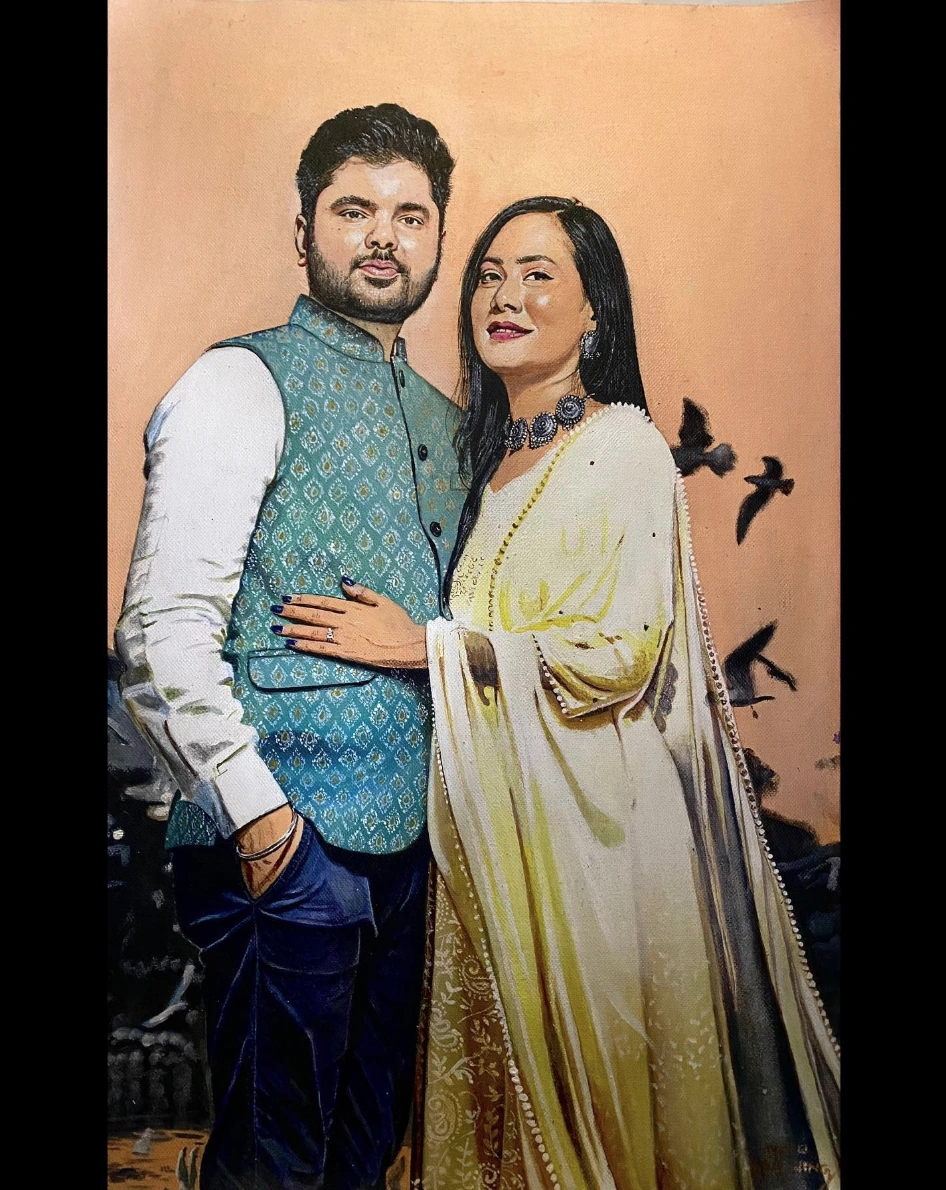 Hyperrealistic portrait titled Indian Couple 2 by HueWing