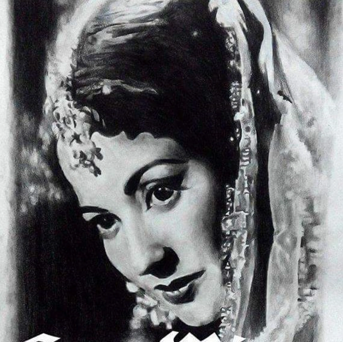 Hyperrealistic portrait titled Madhubala by HueWing