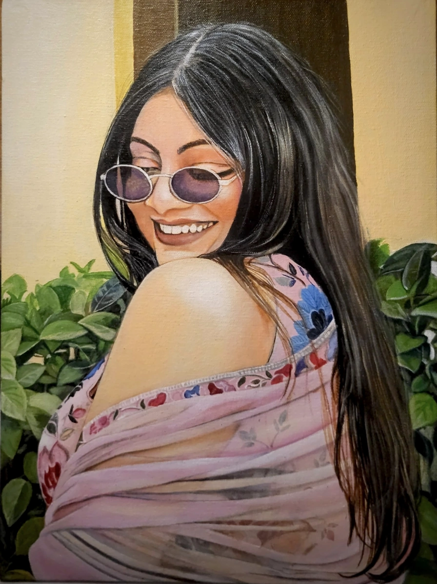 Hyperrealistic portrait titled Smiling Girl by HueWing