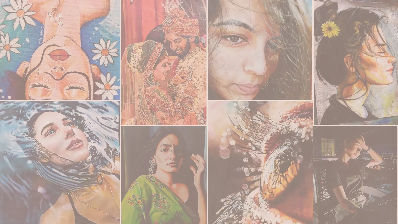 Collage of hyperrealistic portrait paintings by HueWing