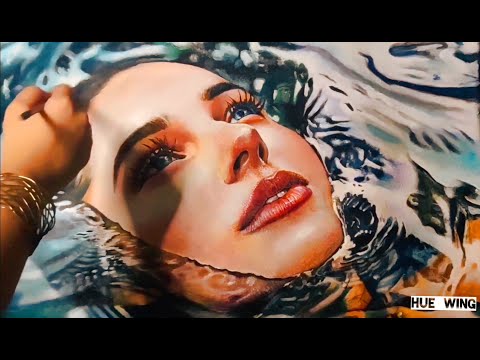 Artist demonstrating hyperrealistic painting technique